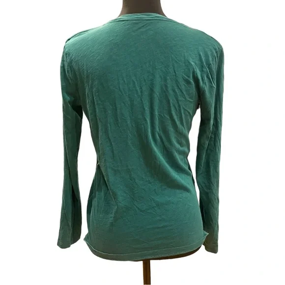 J.Crew. Medium. Green. V-neck. Free w/bundle. Bleach stain, see pics/video! - Picture 5 of 9